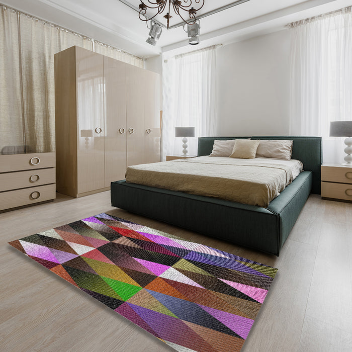 Patterned Purple Lily Purple Novelty Rug in a Bedroom, pat98