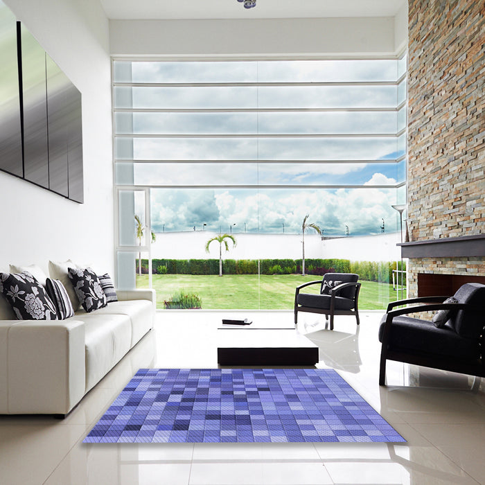 Square Patterned Sky Blue Rug in a Living Room, pat99blu