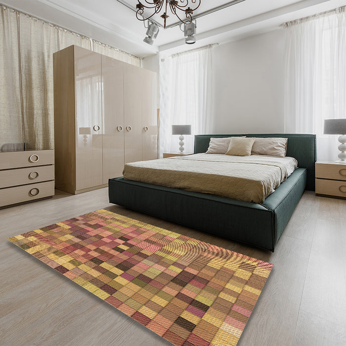 Patterned Red Rug in a Bedroom, pat99brn