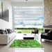 Machine Washable Transitional Green Rug in a Kitchen, wshpat99grn