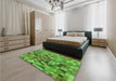 Patterned Green Rug in a Bedroom, pat99grn