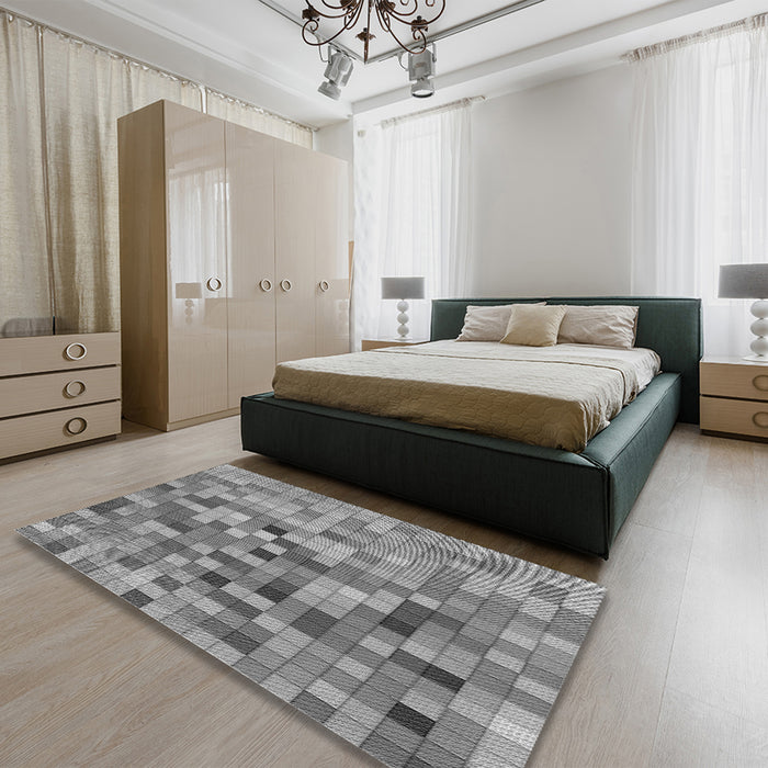Patterned Ash Gray Rug in a Bedroom, pat99gry