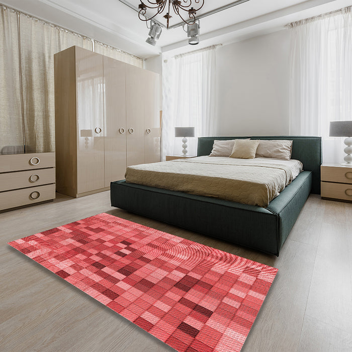 Patterned Red Rug in a Bedroom, pat99rd