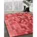 Patterned Red Rug in Family Room, pat99rd