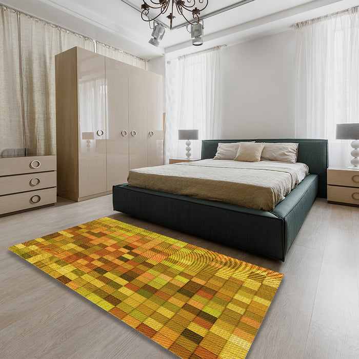 Patterned Mahogany Brown Rug in a Bedroom, pat99yw