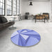 Round Patterned Jeans Blue Rug in a Office, pat990blu