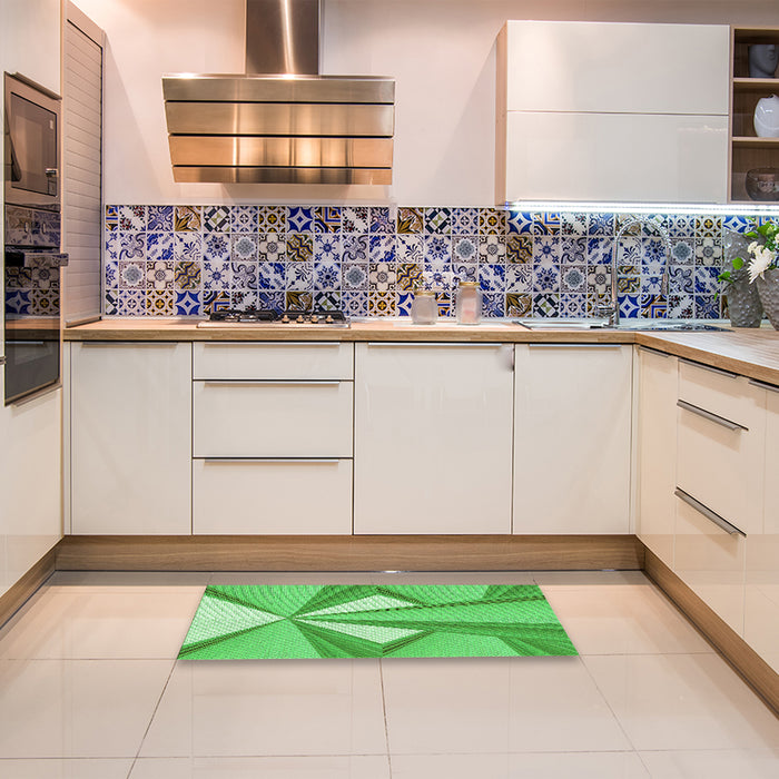 Patterned Neon Green Rug in a Kitchen, pat990grn