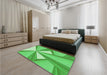 Patterned Neon Green Rug in a Bedroom, pat990grn