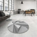 Round Patterned Platinum Gray Rug in a Office, pat990gry