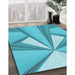Machine Washable Transitional Dark Turquoise Green Rug in a Family Room, wshpat990lblu