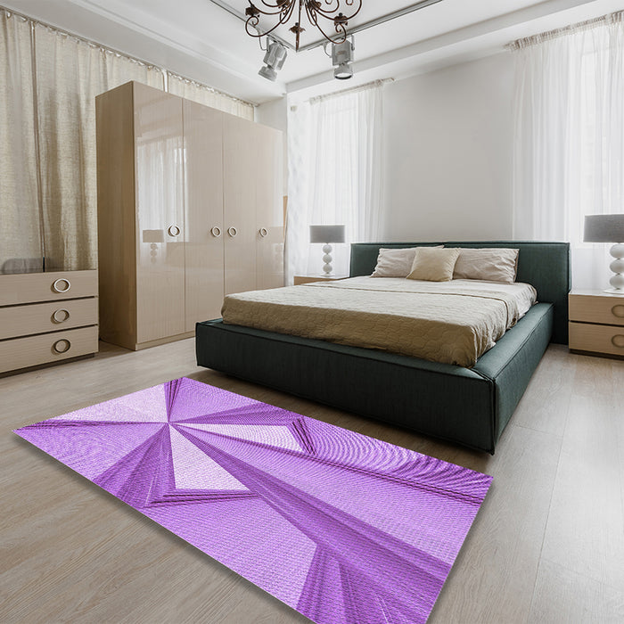 Patterned Violet Purple Rug in a Bedroom, pat990pur