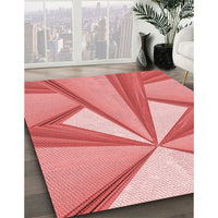 Patterned Light Coral Pink Rug, pat990rd