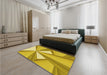 Patterned Bright Gold Yellow Rug in a Bedroom, pat990yw