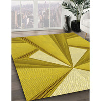 Patterned Bright Gold Yellow Rug, pat990yw