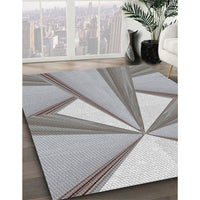 Patterned Light Gray Novelty Rug, pat990