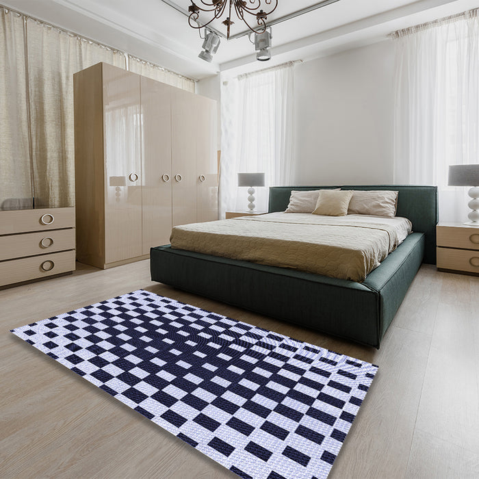 Patterned Night Blue Rug in a Bedroom, pat991blu