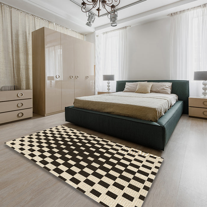 Patterned Midnight Gray Rug in a Bedroom, pat991brn