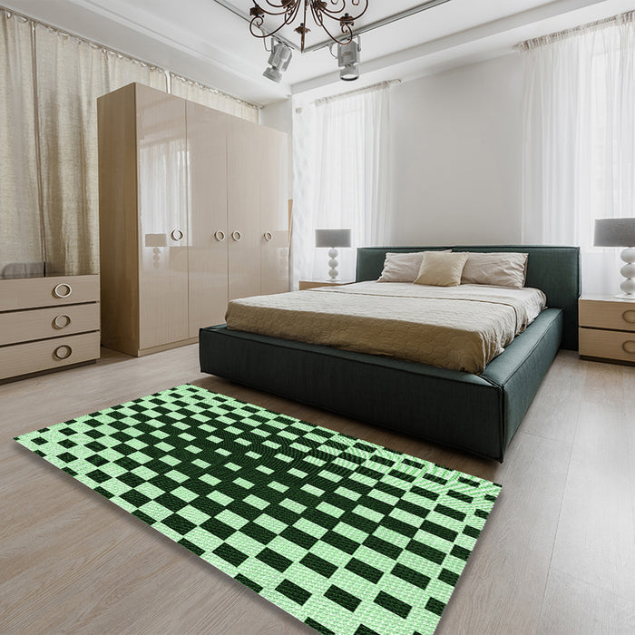 Patterned Light Green Rug in a Bedroom, pat991grn