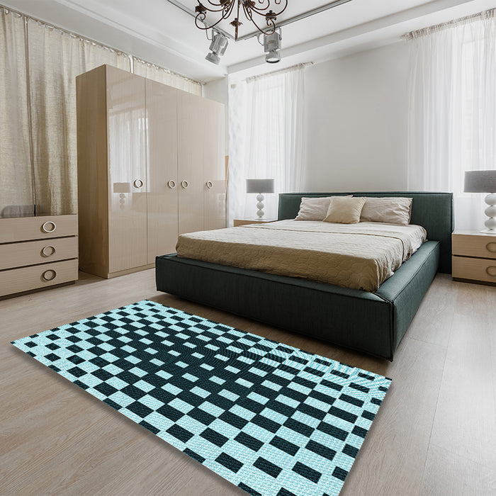 Patterned Blue Rug in a Bedroom, pat991lblu