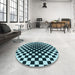 Round Patterned Blue Rug in a Office, pat991lblu