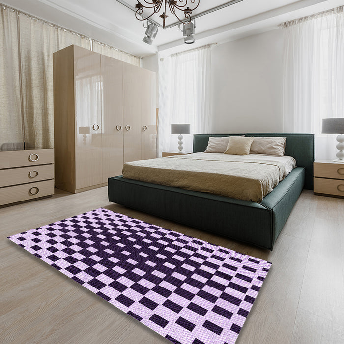 Patterned Blossom Pink Rug in a Bedroom, pat991pur