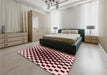 Patterned Baby Pink Rug in a Bedroom, pat991rd