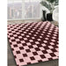 Patterned Baby Pink Rug in Family Room, pat991rd