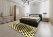 Patterned Black Brown Rug in a Bedroom, pat991yw