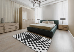 Patterned Light Gray Novelty Rug in a Bedroom, pat991