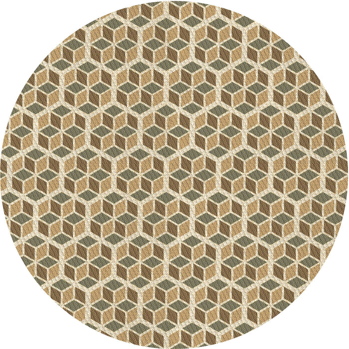 Square Patterned Hazel Green Rug, pat992brn