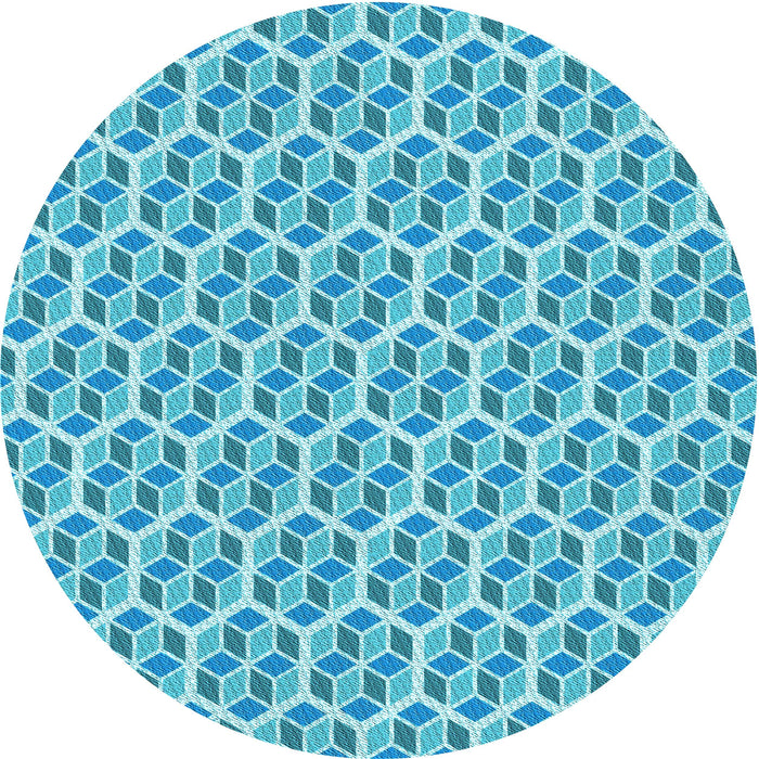 Square Patterned Dark Turquoise Green Rug, pat992lblu