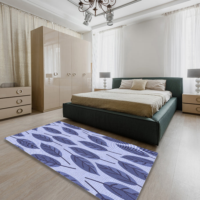 Patterned Deep Periwinkle Purple Rug in a Bedroom, pat993blu