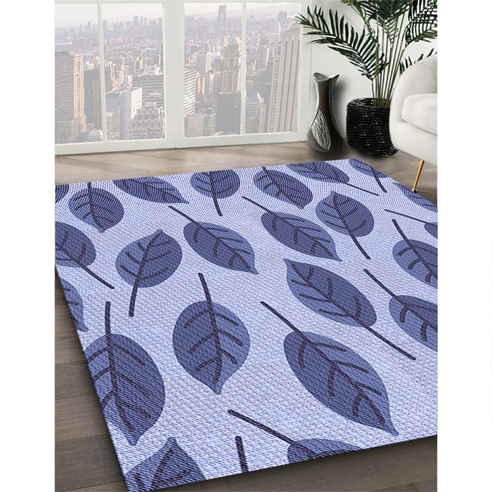 Patterned Deep Periwinkle Purple Rug in Family Room, pat993blu