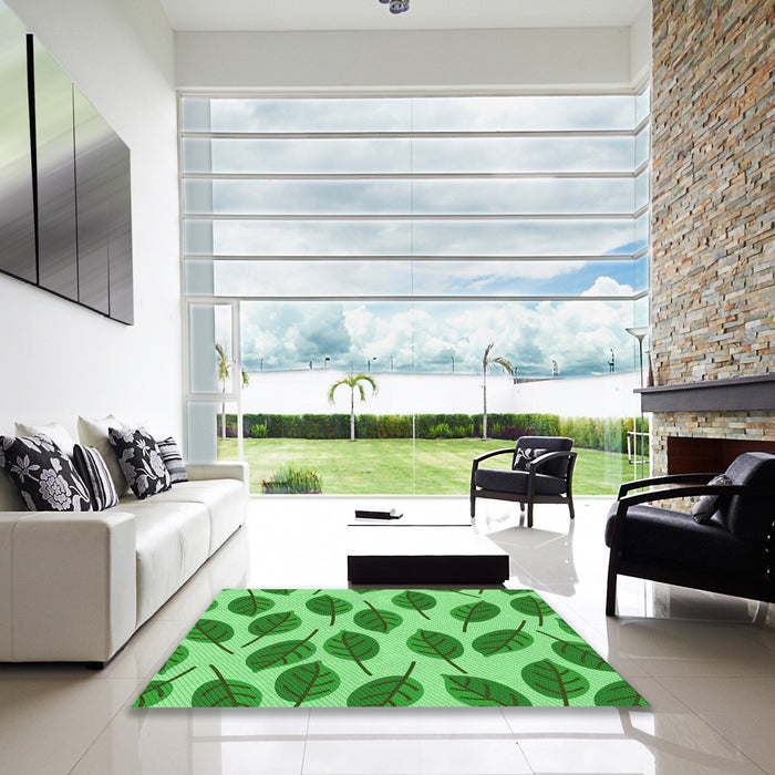Square Patterned Green Rug in a Living Room, pat993grn