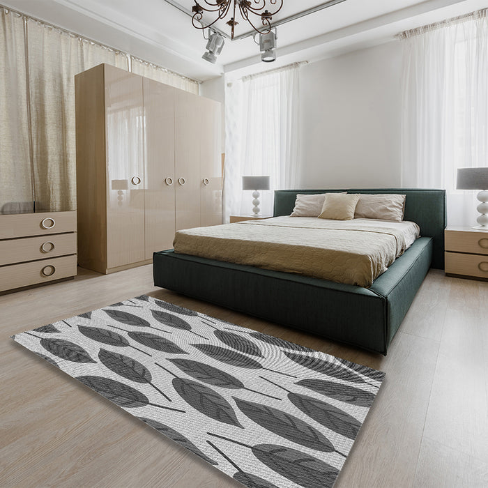 Patterned Silver Gray Rug in a Bedroom, pat993gry