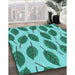 Patterned Bright Turquoise Blue Rug in Family Room, pat993lblu