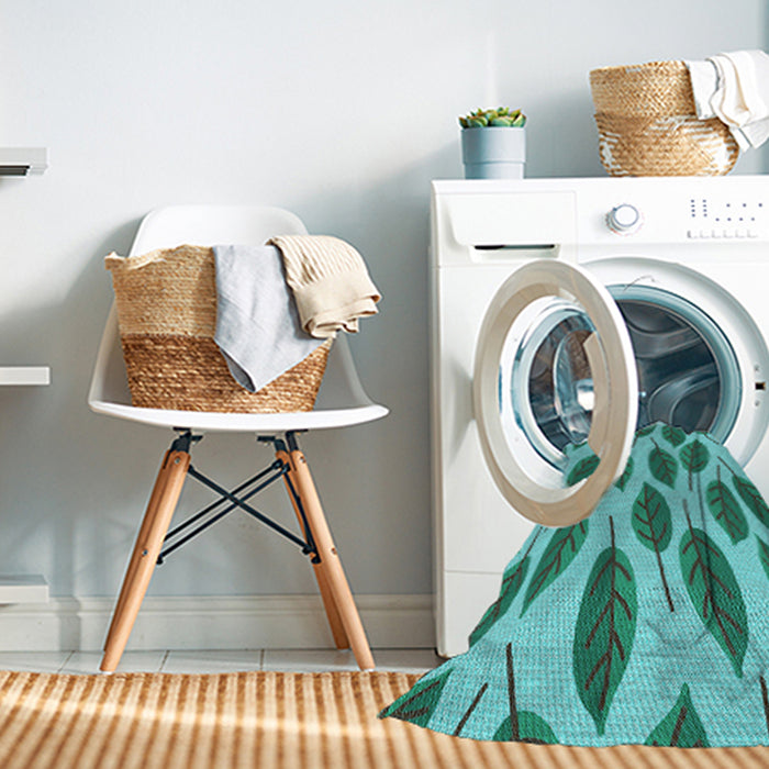 Machine Washable Transitional Bright Turquoise Blue Rug in a Washing Machine, wshpat993lblu