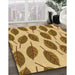 Patterned Yellow Orange Rug in Family Room, pat993org