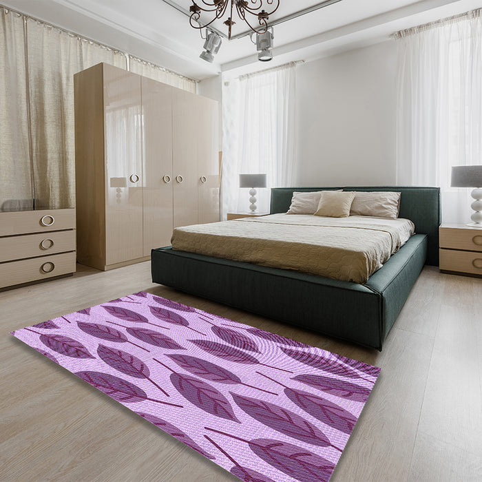 Round Machine Washable Transitional Pastel Purple Pink Rug in a Office, wshpat993pur