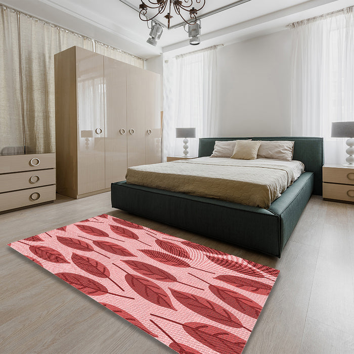 Patterned Pastel Pink Rug in a Bedroom, pat993rd