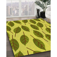 Patterned Olive Green Rug, pat993yw