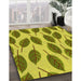 Patterned Olive Green Rug in Family Room, pat993yw