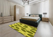 Patterned Olive Green Rug in a Bedroom, pat993yw