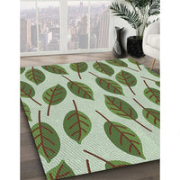 Patterned Army Green Novelty Rug, pat993