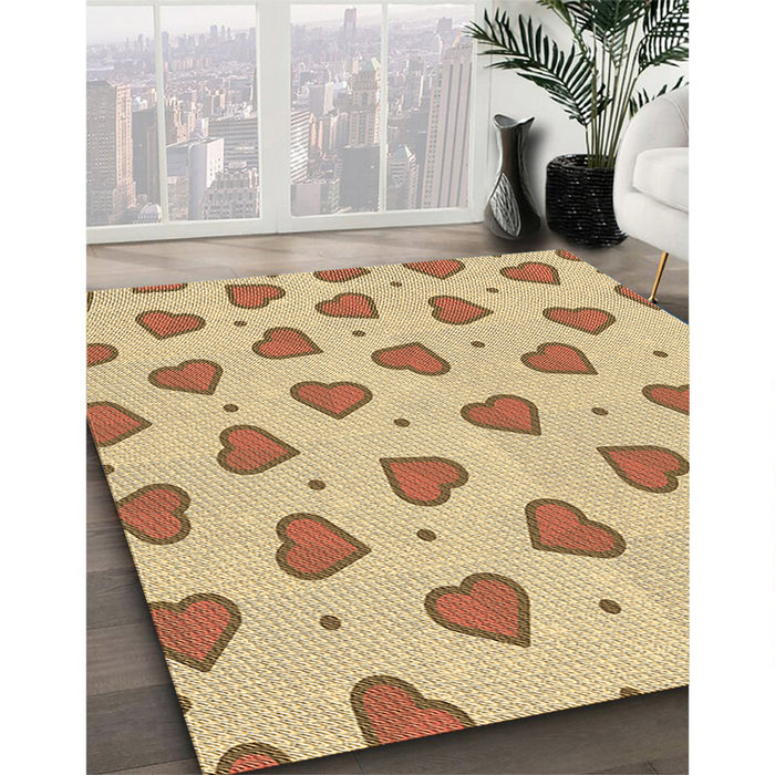 Patterned Mustard Yellow Rug in Family Room, pat994brn
