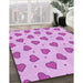 Machine Washable Transitional Blossom Pink Rug in a Family Room, wshpat994pur