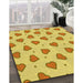 Patterned Yellow Rug in Family Room, pat994yw