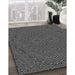 Patterned Charcoal Black Rug in Family Room, pat995gry