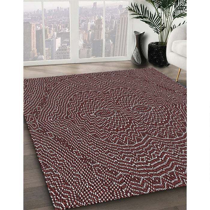 Patterned Red Novelty Rug in Family Room, pat995