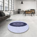 Round Patterned Lavender Blue Rug in a Office, pat996blu